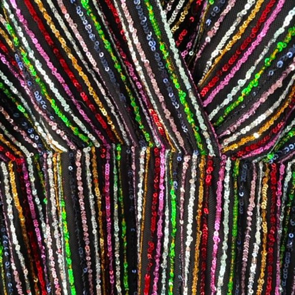 Rainbow Sequin Mini Dress Long Sleeve - Picture 2 of 5